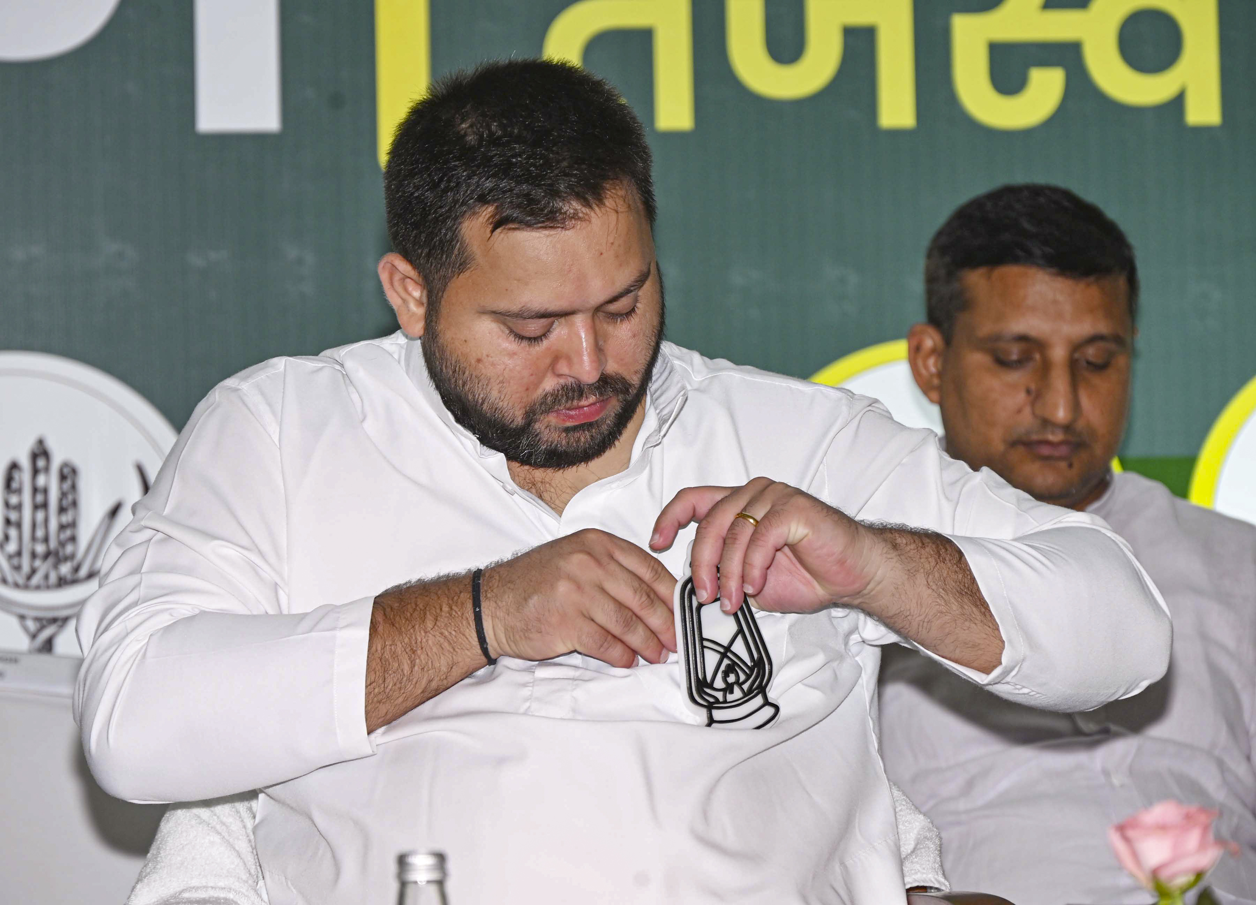 Patna: Leader of Opposition in Bihar Assembly and RJD leader Tejashwi Yadav during a press conference, in Patna, Tuesday, Oct. 28, 2025.