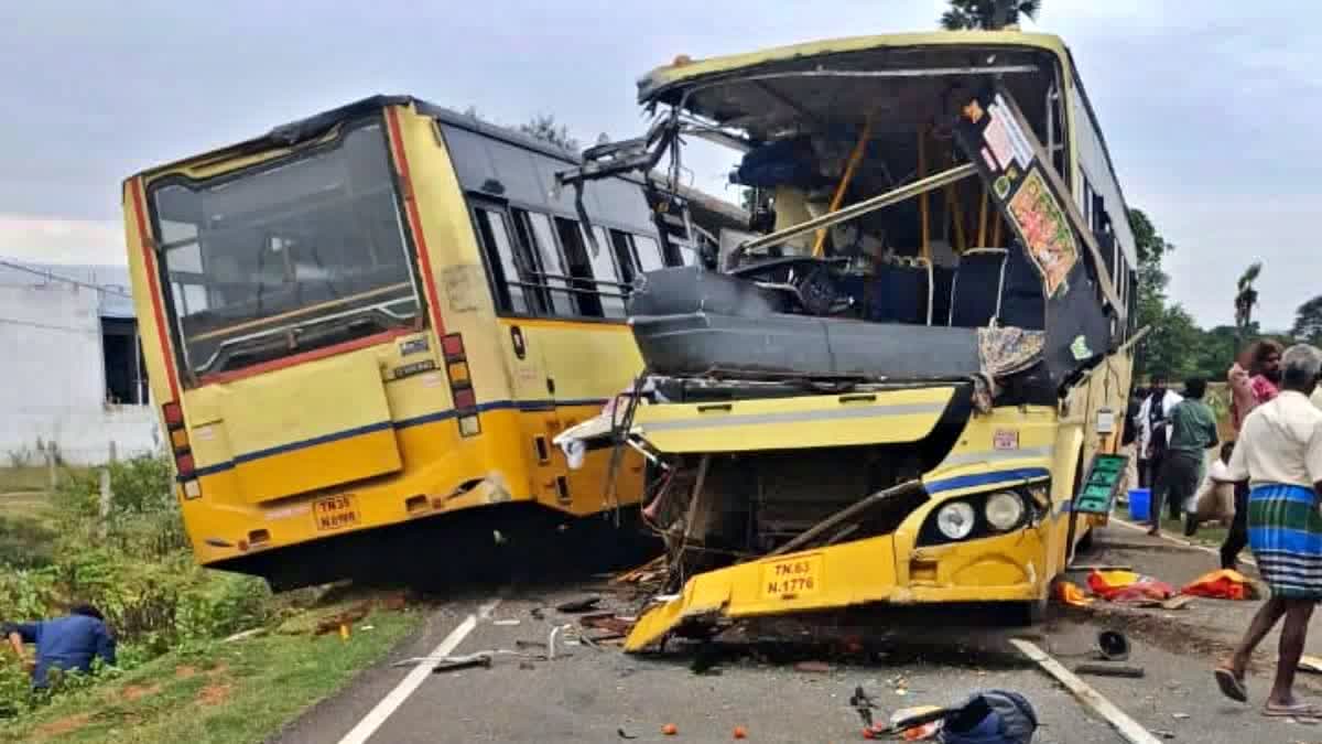 Several dead after two buses collide head on in Sivaganga of Tamil nadu
