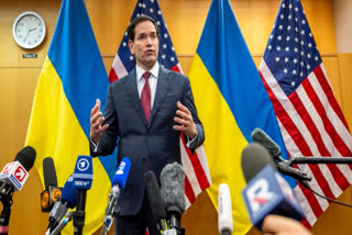 U.S. Secretary of State Marco Rubio talks to the press at the U.S. Mission to International Organizations in Geneva, Switzerland, Sunday, Nov. 23, 2025.