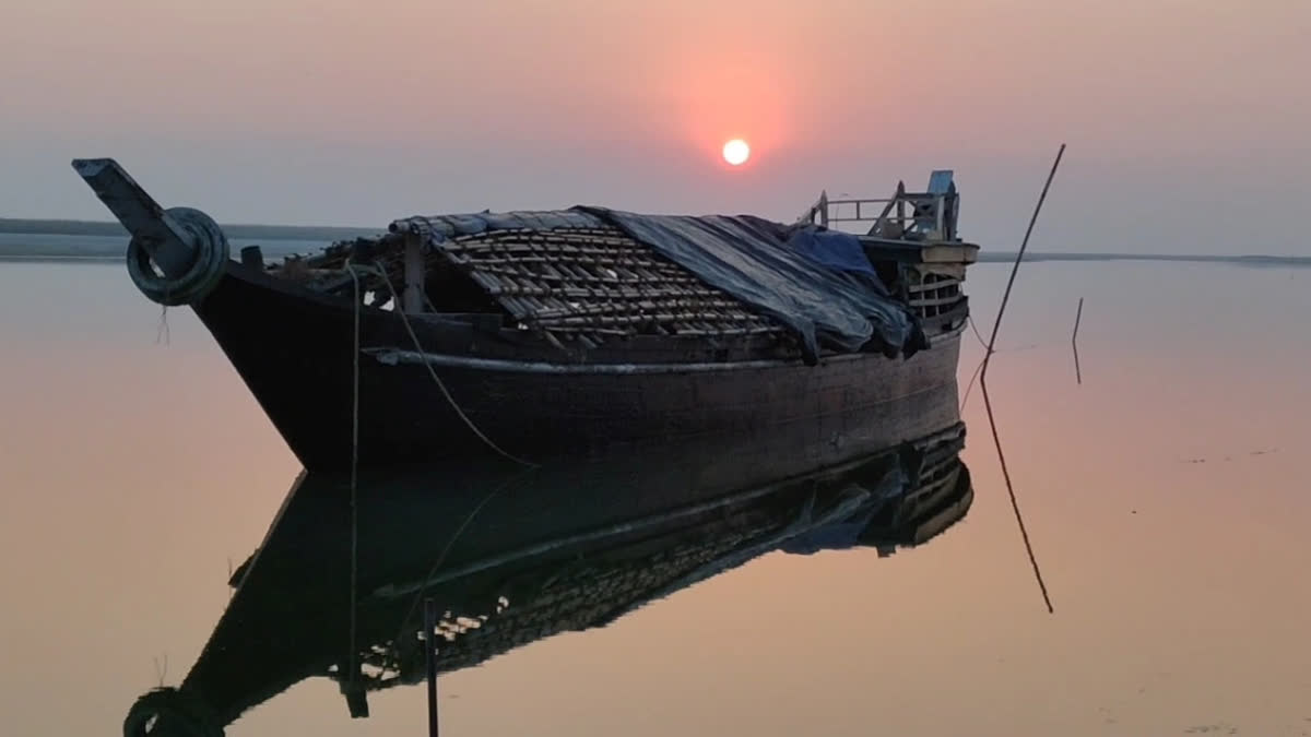 Beautyful sunset over Brahmaputra in Majuli
