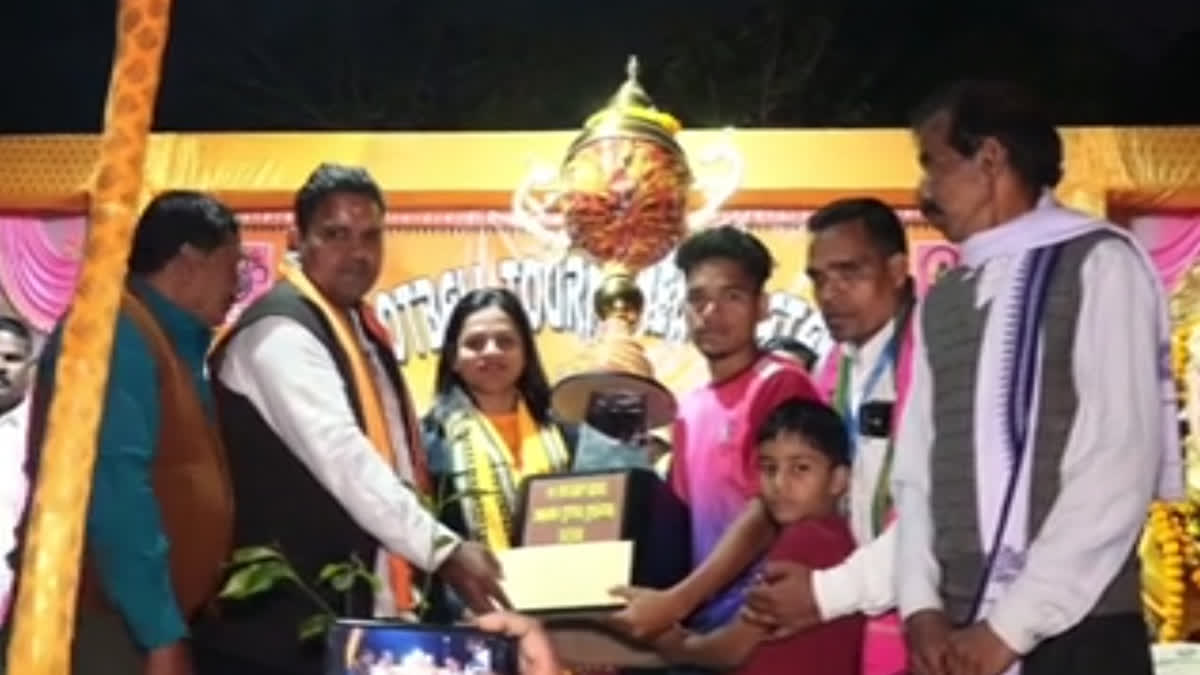 International player Duti chand at state level football match at Angul