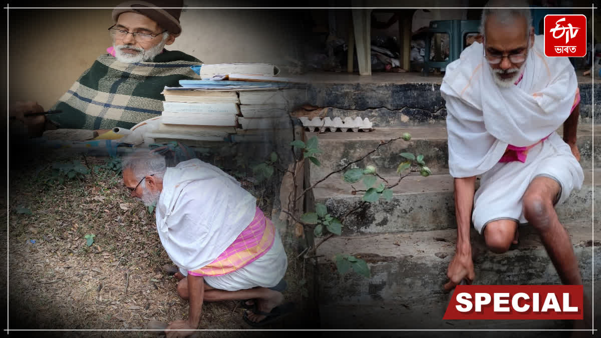 Sanskrit scholar who is engaged in unremitting pursuit of knowledge despite his physical disability