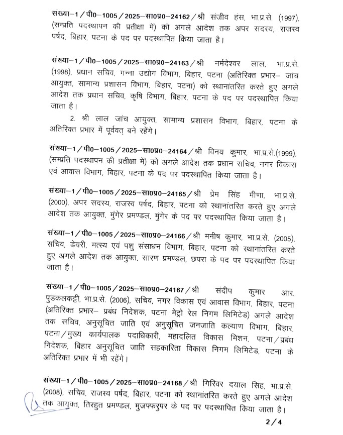 IAS TRANSFER IN BIHAR