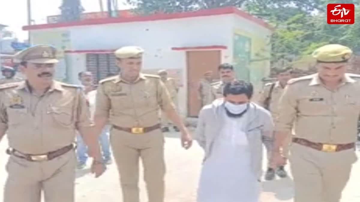 Maulana Abdullah Salim being taken toi Bharaich following his arrest on Tuesday.