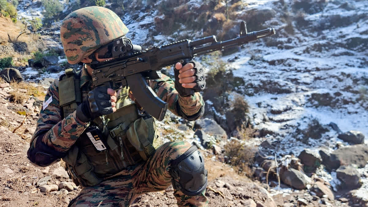 Op Arahama: One Terrorist Killed In Jammu Kashmir's Ganderbal, Encounter Underway An Indian army personnel during high alert patrolling along the Line of Control