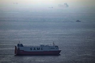 کارگو بحری جہاز خلیج عرب میں آبنائے ہرمز کی طرف روانہ ہو رہے ہیں