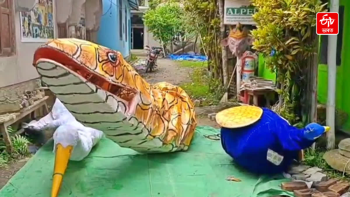 Mask artists of Sri Sri Samaguri Satra busy for Preparation of Raas