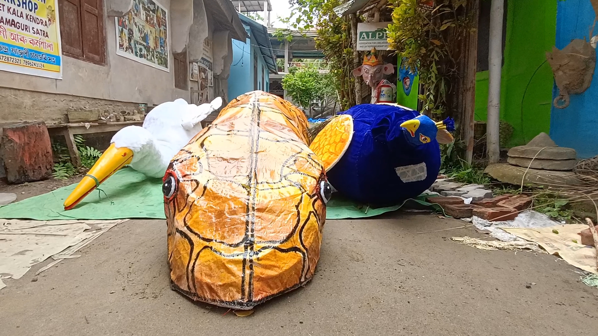 Mask artists of Sri Sri Samaguri Satra busy for Preparation of Raas