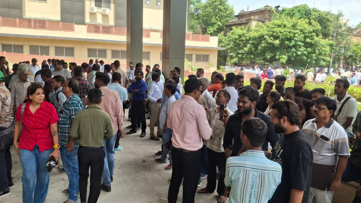 Candidates and supporters in Ajmer District Collectorate premises