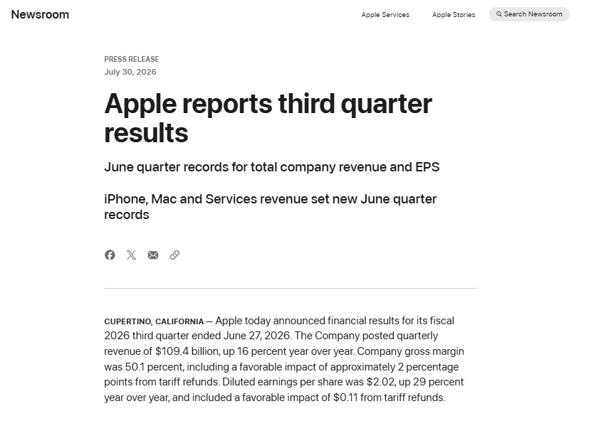 Apple Reports