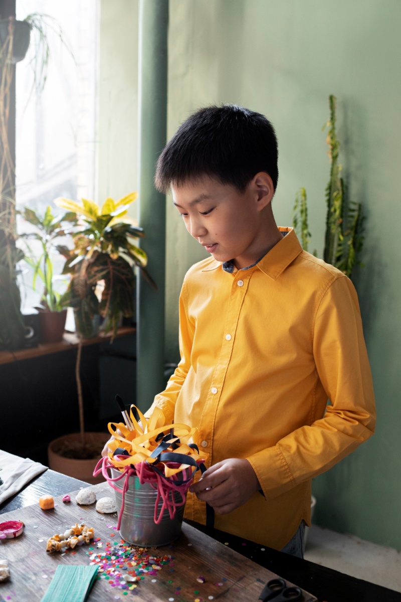 Boy doing craft work