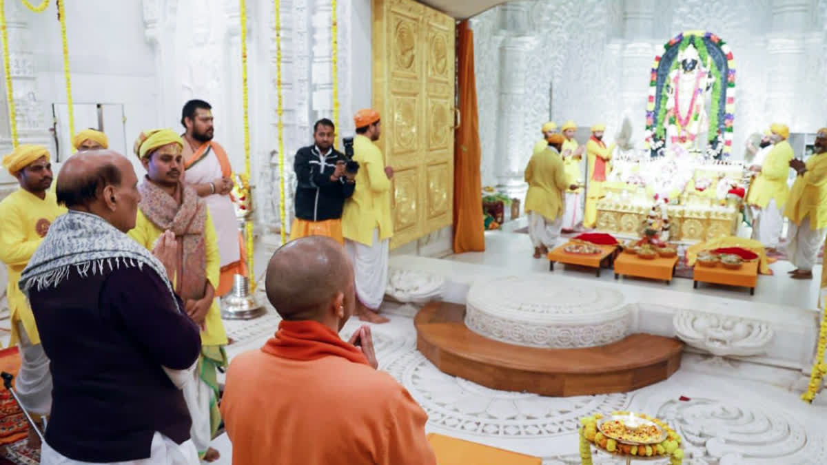 Rajnath Hoists Flag In Ram Temple Complex To Mark Second Year Of Idol ...