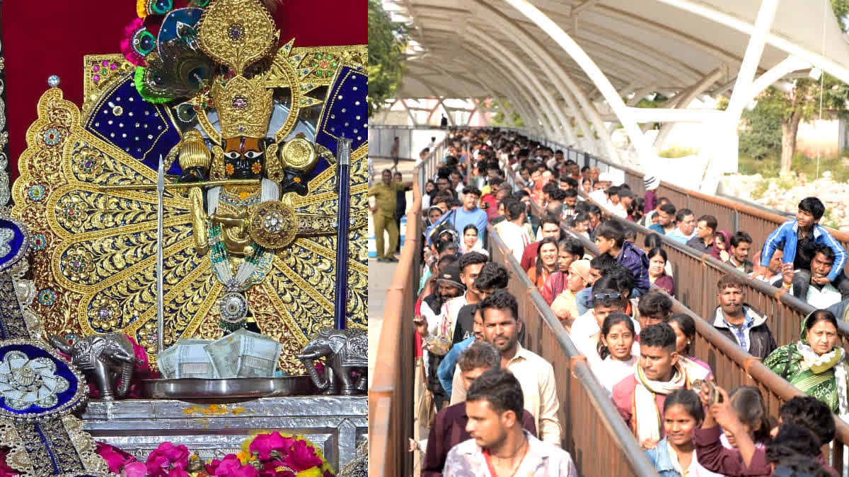 Devotees throng the temple