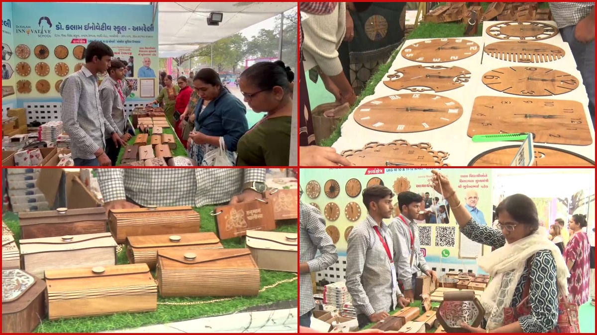 અમરેલીની શાળાના વિદ્યાર્થીઓનું વંડરફુલ વુડન આર્ટ