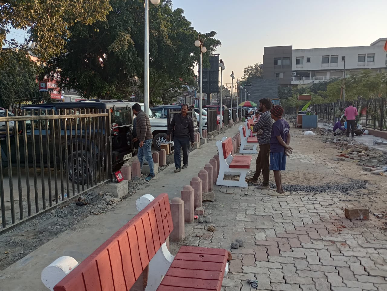 sidewalk being prepared for night market