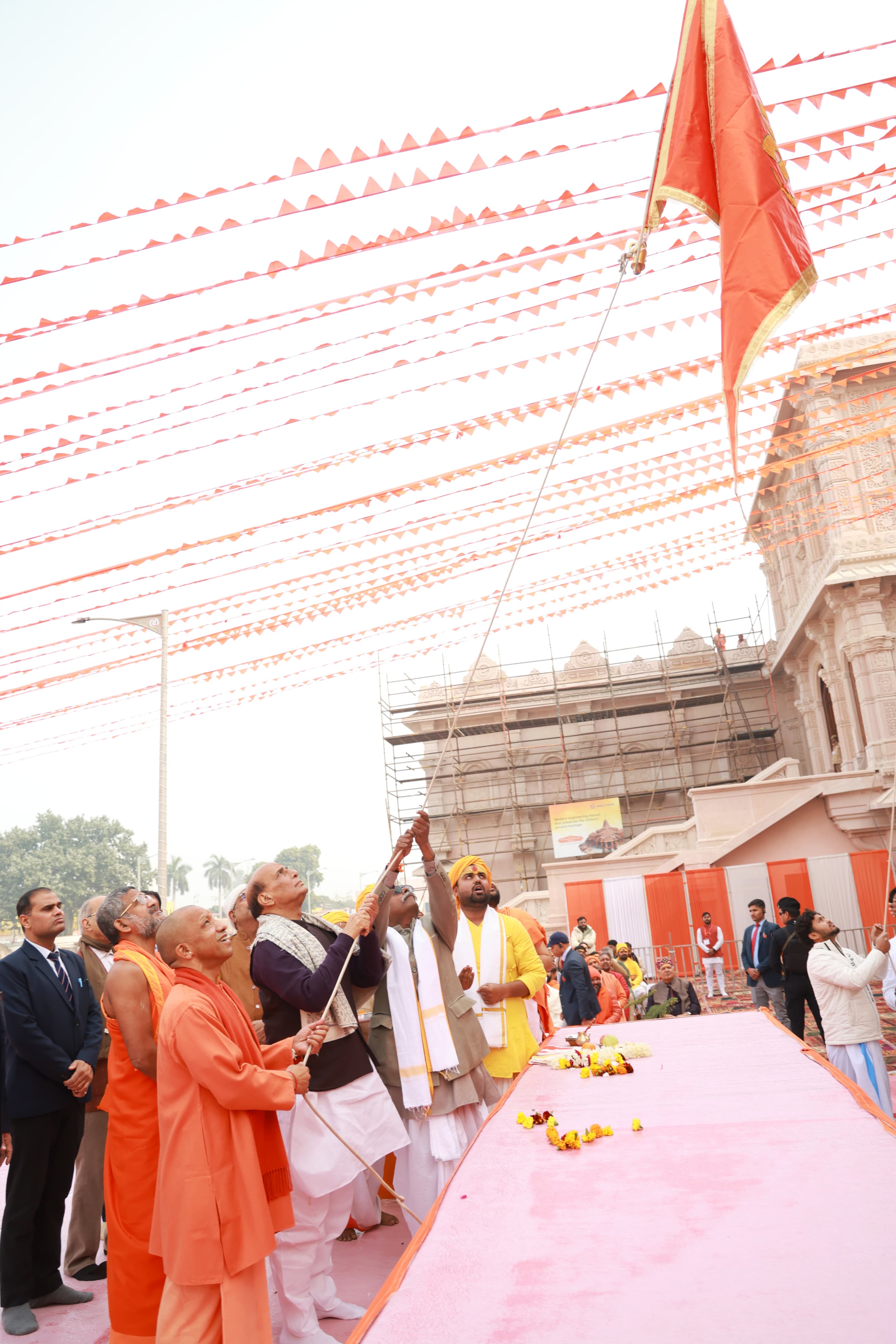 Rajnath Hoists Flag In Ram Temple Complex To Mark Second Year Of Idol ...