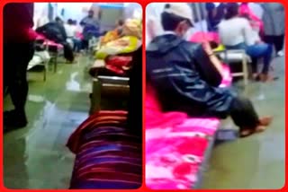 Rain water filled in Gynecological Ward of District Hospital