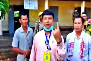 uppl candidate Jiron Basumatary cast his vote