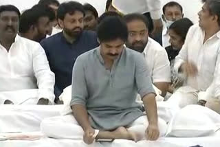 janasena-president-pawan-kalyan-protest-in-mangalagiri-party-office