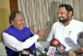 Minister Iswarappa jokes among DCM Savadi