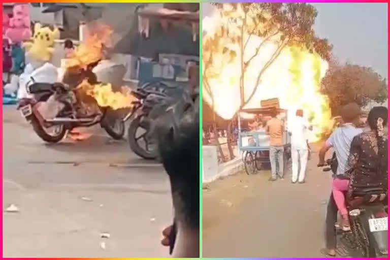 Royal Enfield Bullet catches fire and explodes in Andhra Pradesh