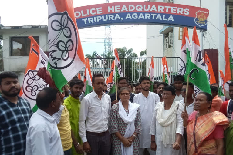 ত্ৰিপুৰাত আৰক্ষী মুখ্য কাৰ্যালয় ঘেৰাও তৃণমূল কংগ্ৰেছৰ TMC